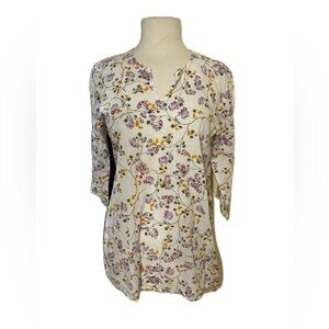 Roberta Roller Rabbit Anthropologie Floral Cotton Blouse S Boho V-Neck Top